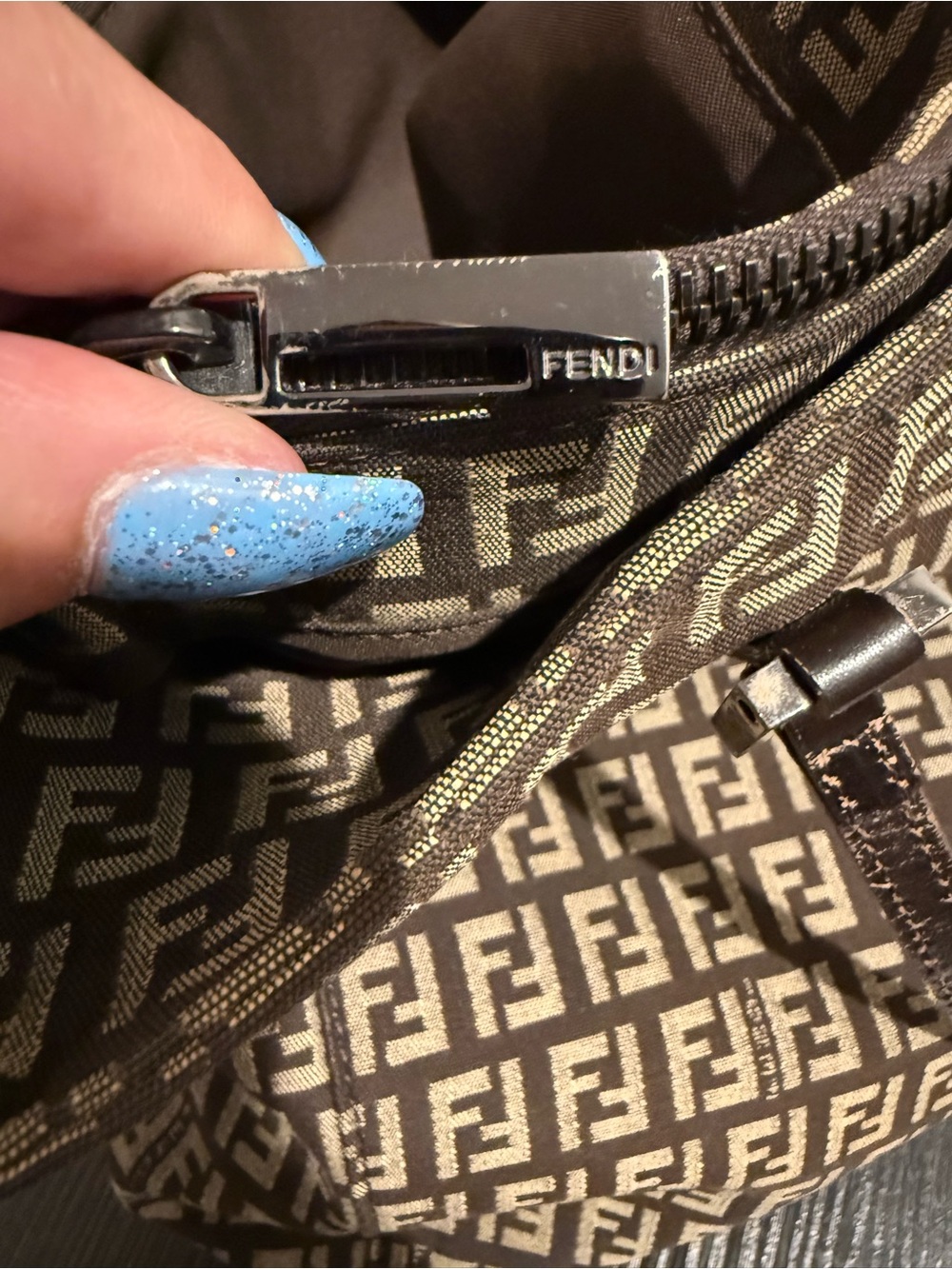 Fendi Brown Monogram Canvas and Leather Tote with Dark Brown Leather handles. - Picture 11 of 16